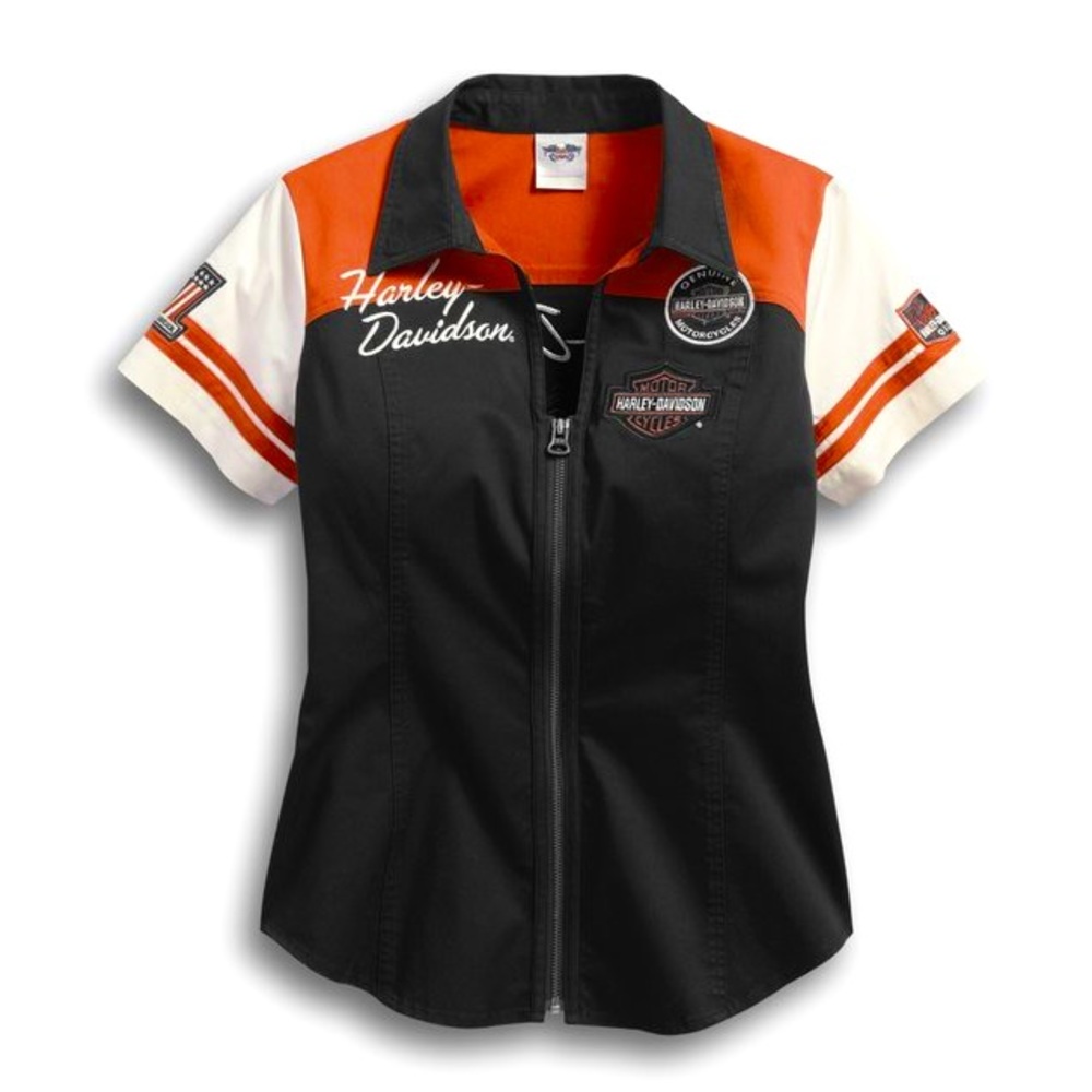 Harley Davidson Classic Colorblock Zip-Front Shirt